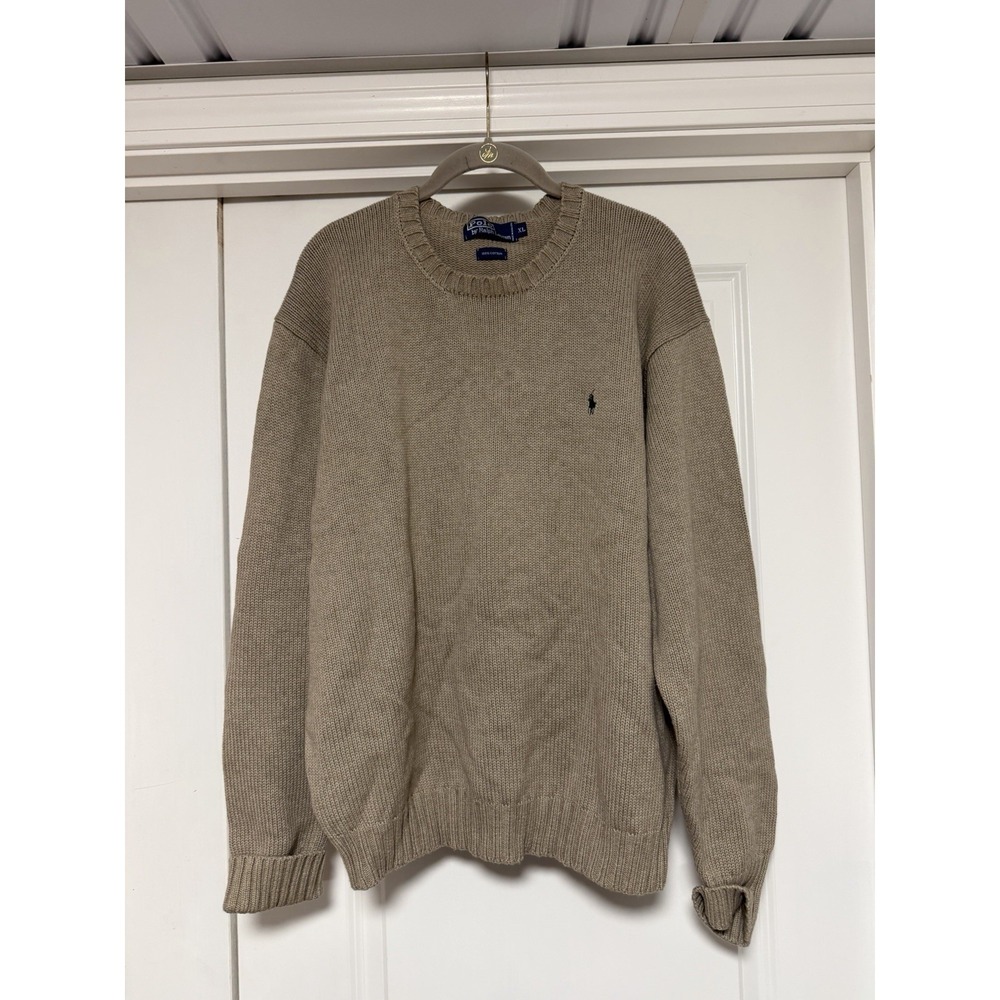 Polo Ralph Lauren, Men's crew neck knit sweater, Tan, Size XL